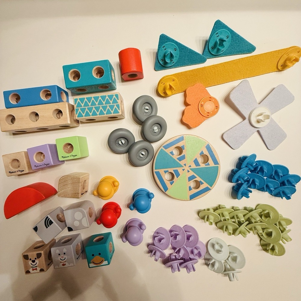 Melissa & Doug Blockables Wooden Building Blocks Snap Play Mix Match Toy Set